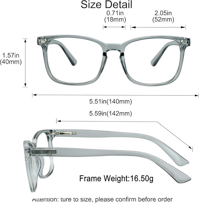 YEIN Bifocal Reading Glasses with Blue Light Blocking Lenses, Bifocal Reader for Women and Men, Vintage Square frame with Spring Hinge (+0.50/+2.75 magnification)