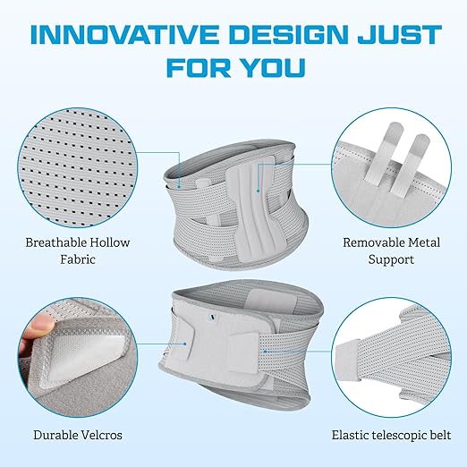 NEENCA Professional Back Brace for Herniated Disc, Lower Back Pain Relief, Lumbar Strain | Adjustable Lumbar Support Belt for Men and Women | Ideal for Work, Lifting, Posture Correction, Sciatica, Scoliosis (Gray, X-Large)