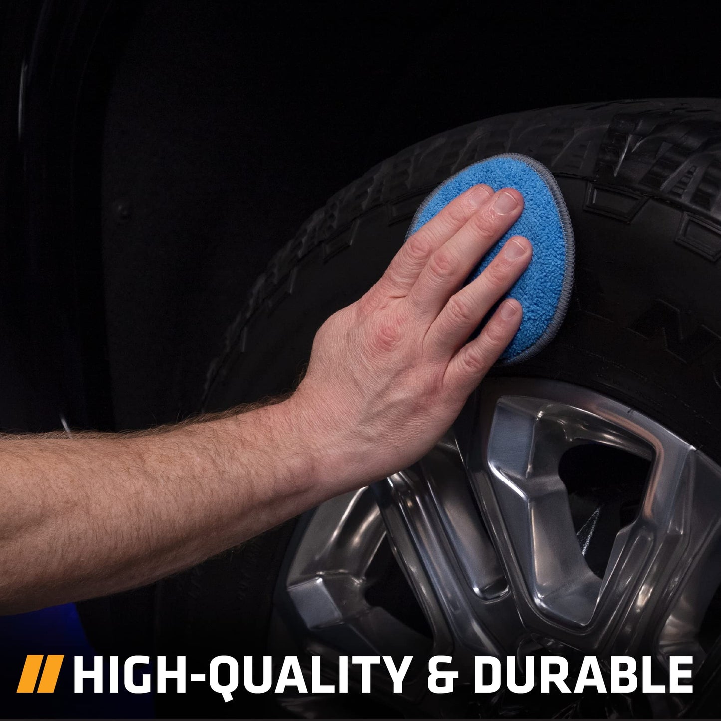 VIKING Microfiber Car and Tire Wax Applicator Pads and Cleaning Pads - Blue/Grey, 5 in. Diameter, 6 Pack