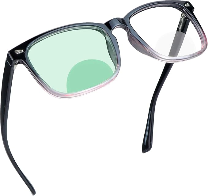 YEIN Bifocal Reading Glasses with Blue Light Blocking Lenses, Bifocal Reader for Women and Men, Vintage Square frame with Spring Hinge (+0.00/+1.75 magnification)