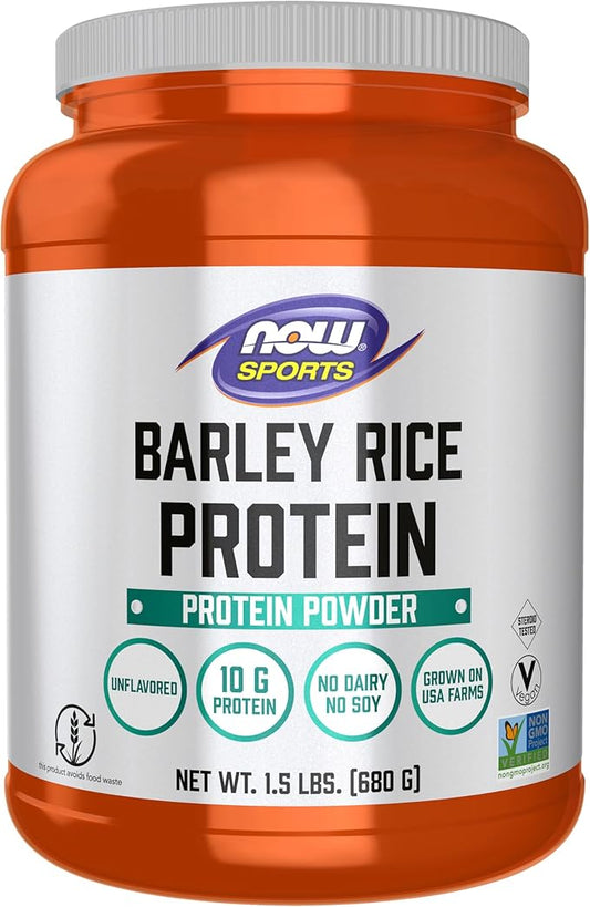 NOW Sports, Barley Rice Protein Powder, Unflavored, Highly Sustainable, 10 Grams Protein, 1.5 lbs.