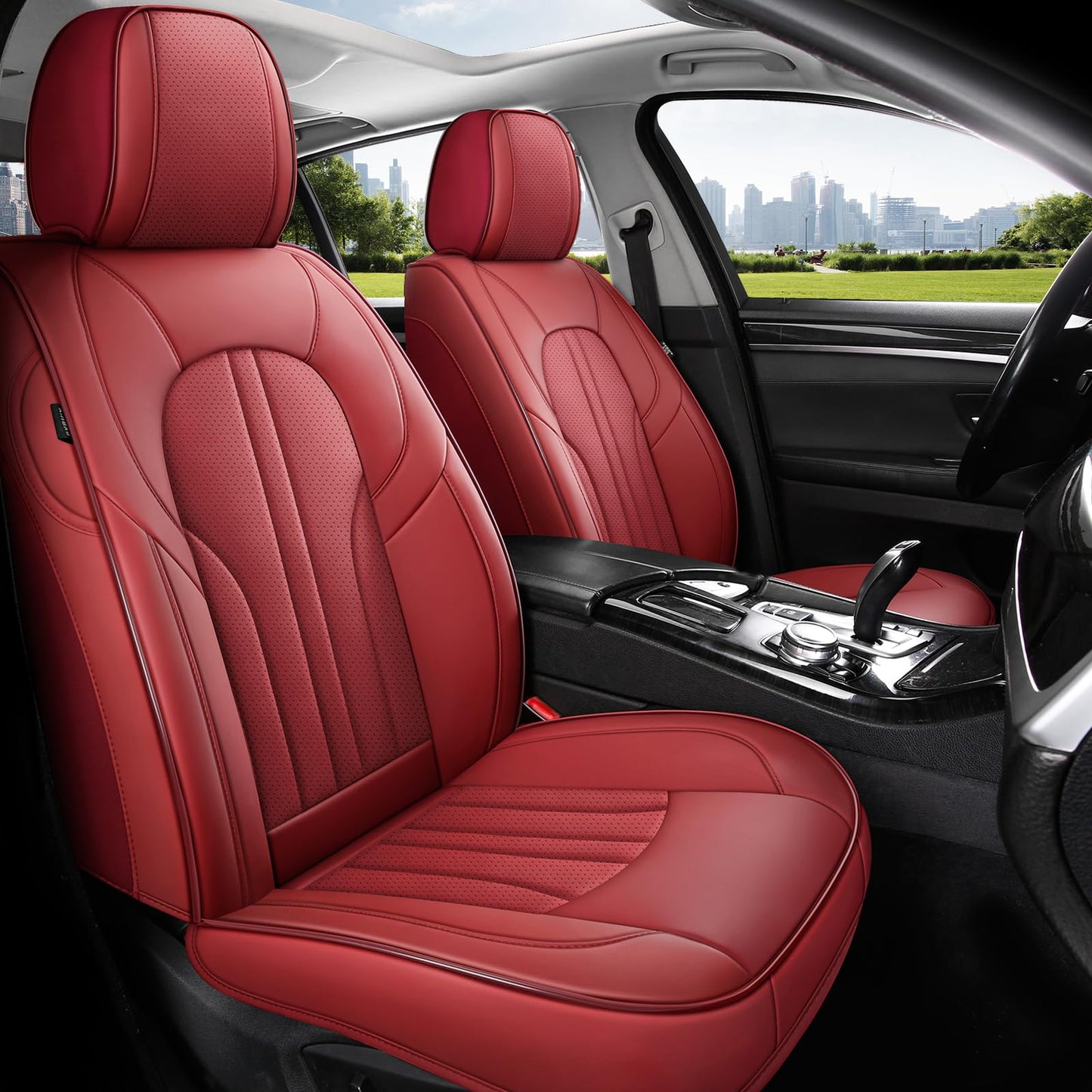 MINGBRON Car Seat Covers,Car Seat Protector Waterproof,Seat Covers Front Set, Car Seat Protectors,Automotive Seat Covers Fit for Most Cars Wine Red