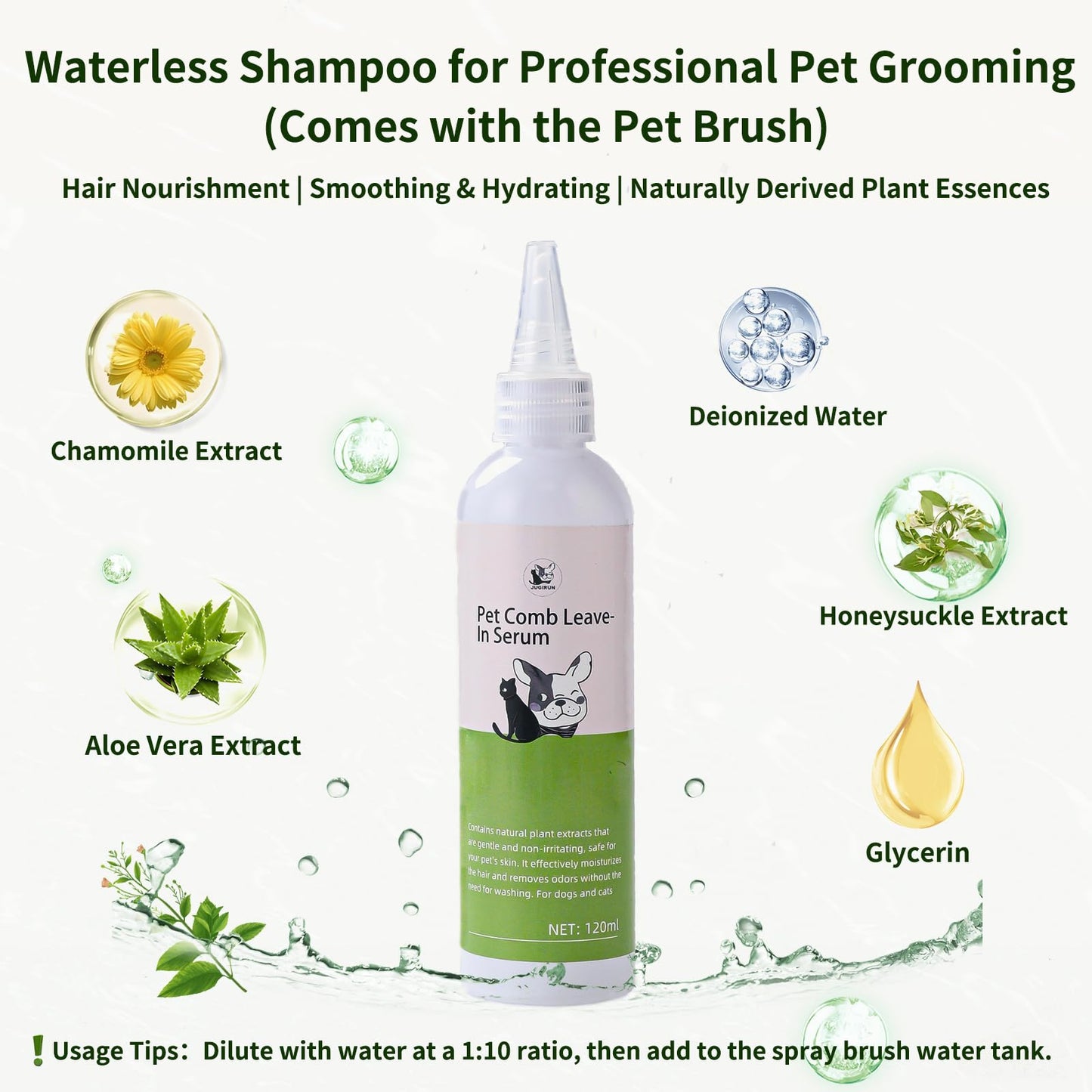 JUGIRUN Cat Steam Brush for Shedding,3 In 1 Steam Brush for Dogs & Cats,Spray Hair Removal Comb,Includes Waterless Shampoo,Suitable for Long-haired and Short-haired Pets