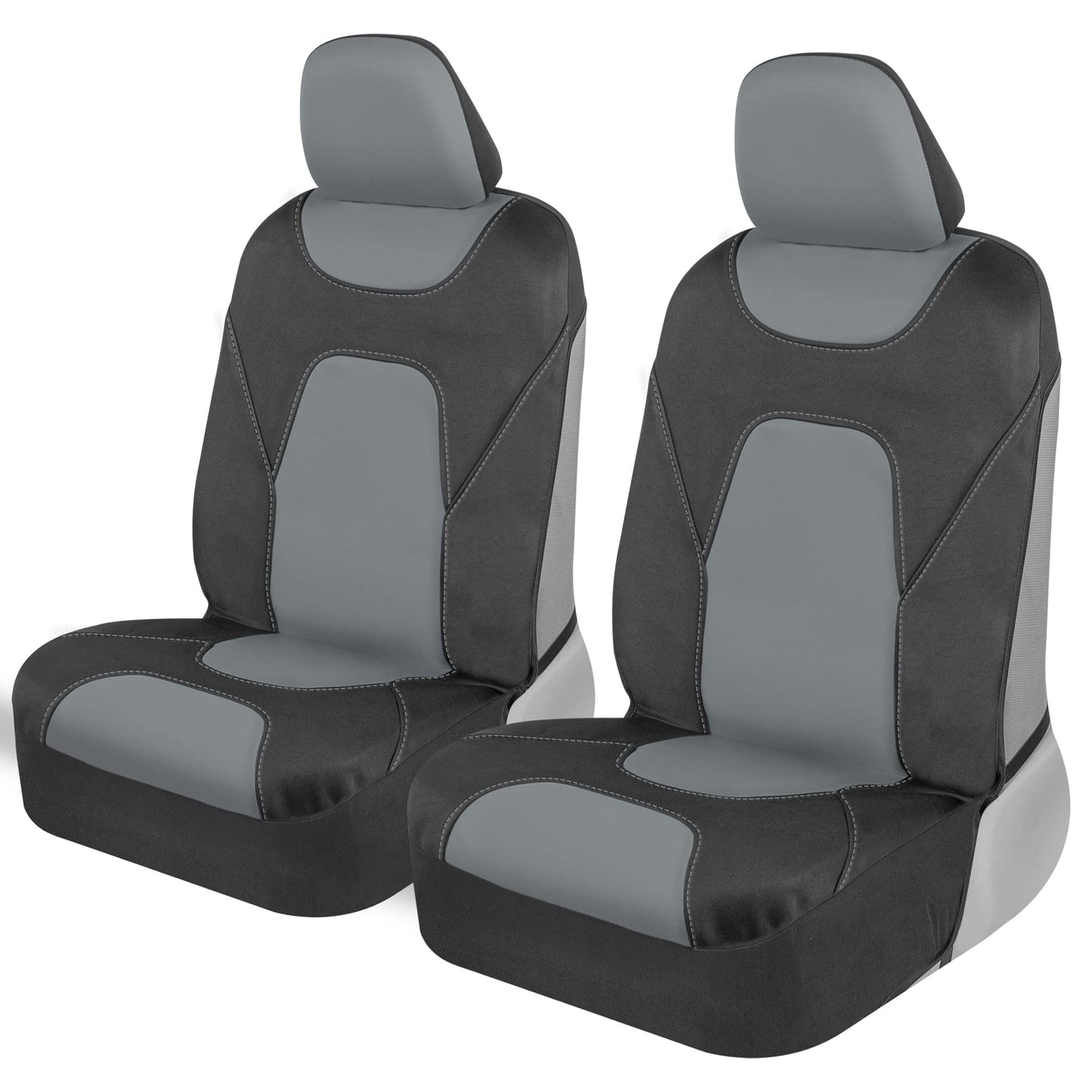 Motor Trend AquaShield Waterproof Front Seat Covers, Gray Seat Covers for Cars – Neoprene Front Car Seats Cover, SUV Seat Covers Protector - Car Interior Cover for Auto, Trucks, & Dog Owners