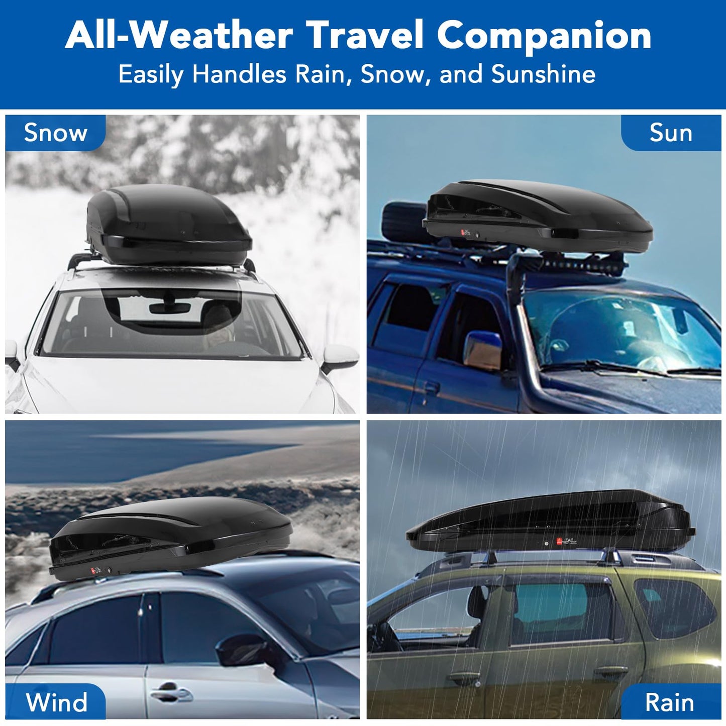 Hard Shell Roof Top Cargo Carrier - 17.7 Cu Ft Tool-Free Installation with Locking Keys, SUV Truck Roof Cargo Box - Waterproof & Durable for Road Trips, Camping & Travel - 70" L x 31" W x 15" H