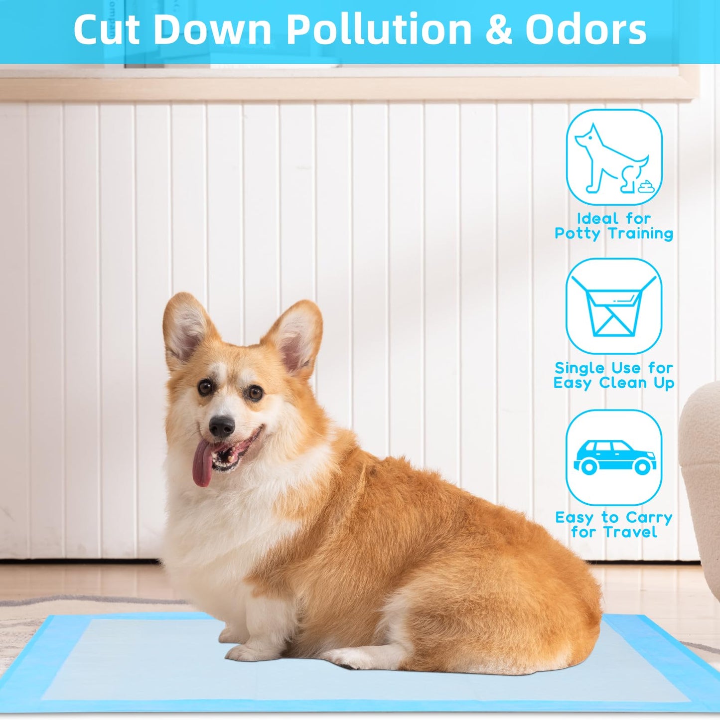 FluffyDream Super Absorbent Waterproof Dog and Puppy Pet Training Pad, Housebreaking Pet Pad,Blue (17.6"x23.6" (50PCS))