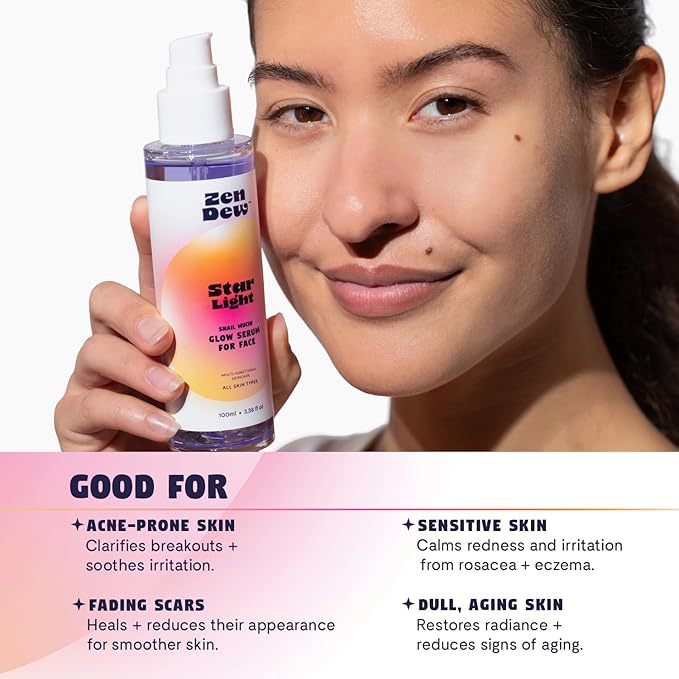 Star Light Korean Snail Mucin Serum (3.38 oz) Brightening & Hydrating K Beauty Face Serum for Glass Skin Glow – Smoothing Korean Skin Care