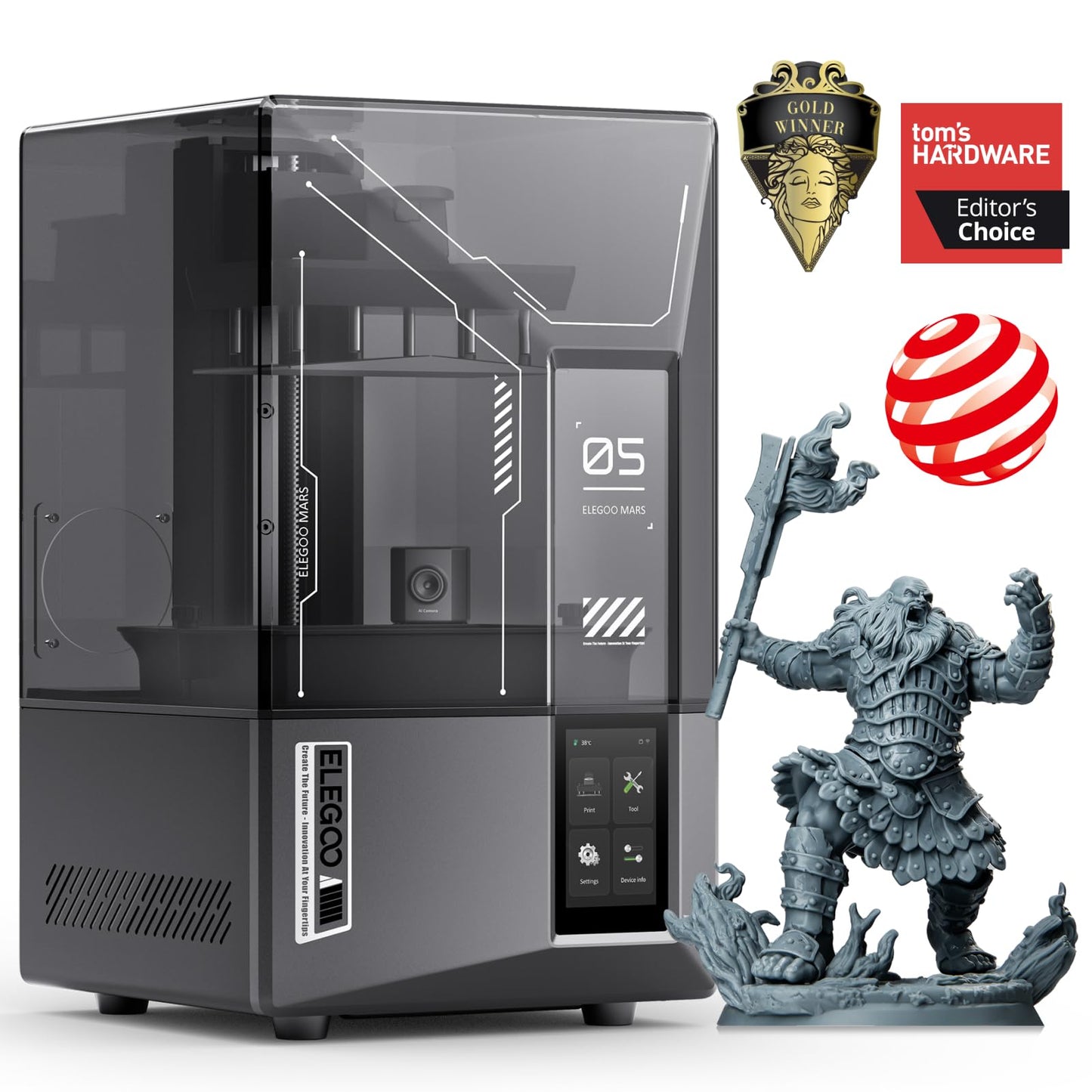 ELEGOO Mars 5 Ultra Resin 3D Printer with 7" 9K Mono LCD, 150mm/h High Speed Printing, Smart Automatic Leveling, Intelligent Detection, WiFi-Transfer, Printing Size of 6.04 x 3.06 x 6.49 inch