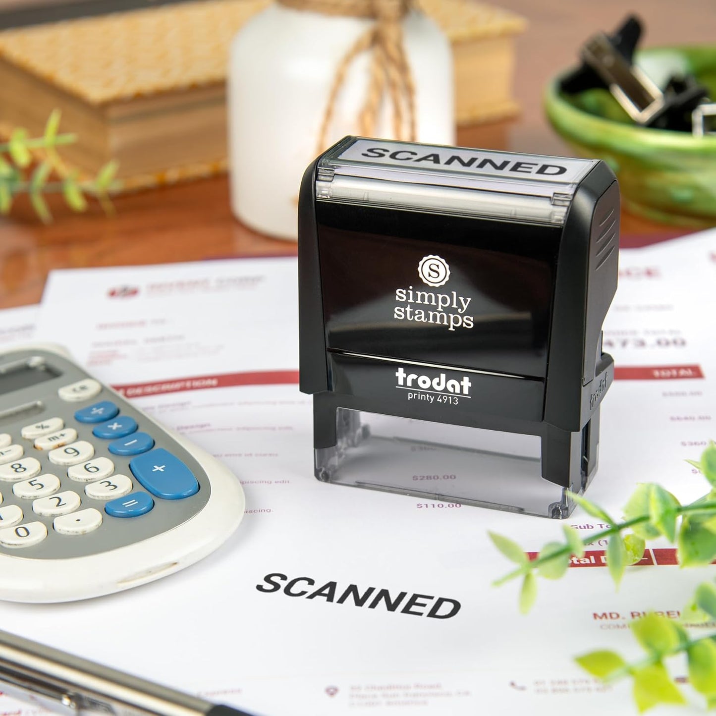 Scanned Office Stamp | 4 Different Sizes | 20 Designs | Multiple Color Options | Perfect for Quick Validation of Office Documents (Scanned, Large)