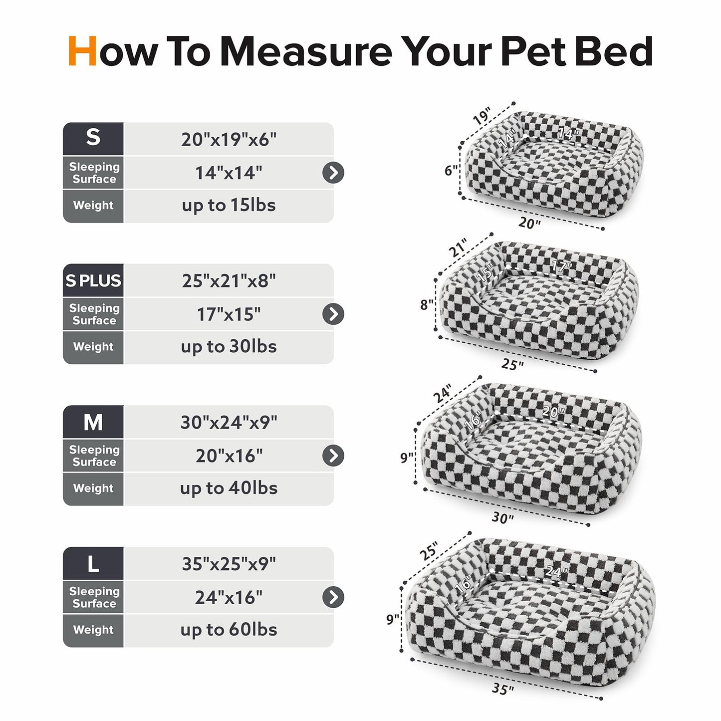 JOEJOY Dog Bed for Large Medium Small Dogs - Rectangle Orthopedic Dog Sofa Bed, Cute Modern Puppy Bed with Jacquard Shaggy Plush & Anti Slip Bottom, 30x24x9inches, Grey