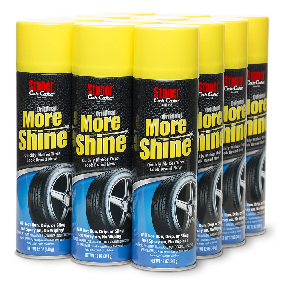 Stoner Car Care 91044-12PK Original More Shine Tire Finish for Tire and Wheel Care Creates a Long-Lasting, Rain-Resistant Tire Shine, Makes Faded Tires Look New, Non-Greasy Formula, 12 Oz, Pack of 12