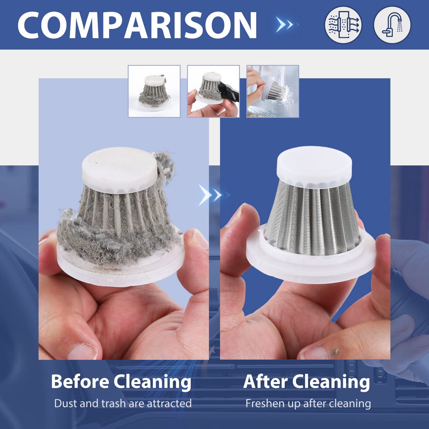 Saker Car Vacuum Cleaner Original Filter Set, 3 HEPA Filter and 1 Steel Filter, Adapted to Saker HL Series Handheld Vacuum Cleaners,Robust and Durable, Washable 4PCS