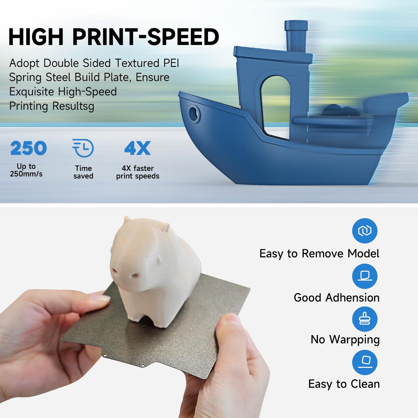 TINA2Plus 3D Printer, HEPHI3D 250mm/s High Speed FDM 3D Printers Fully Open Source, Auto Leveling Mini 3D Printer with WiFi Cloud Print, Fully Assembly 3D Printers for Beginners, Office, Home, School