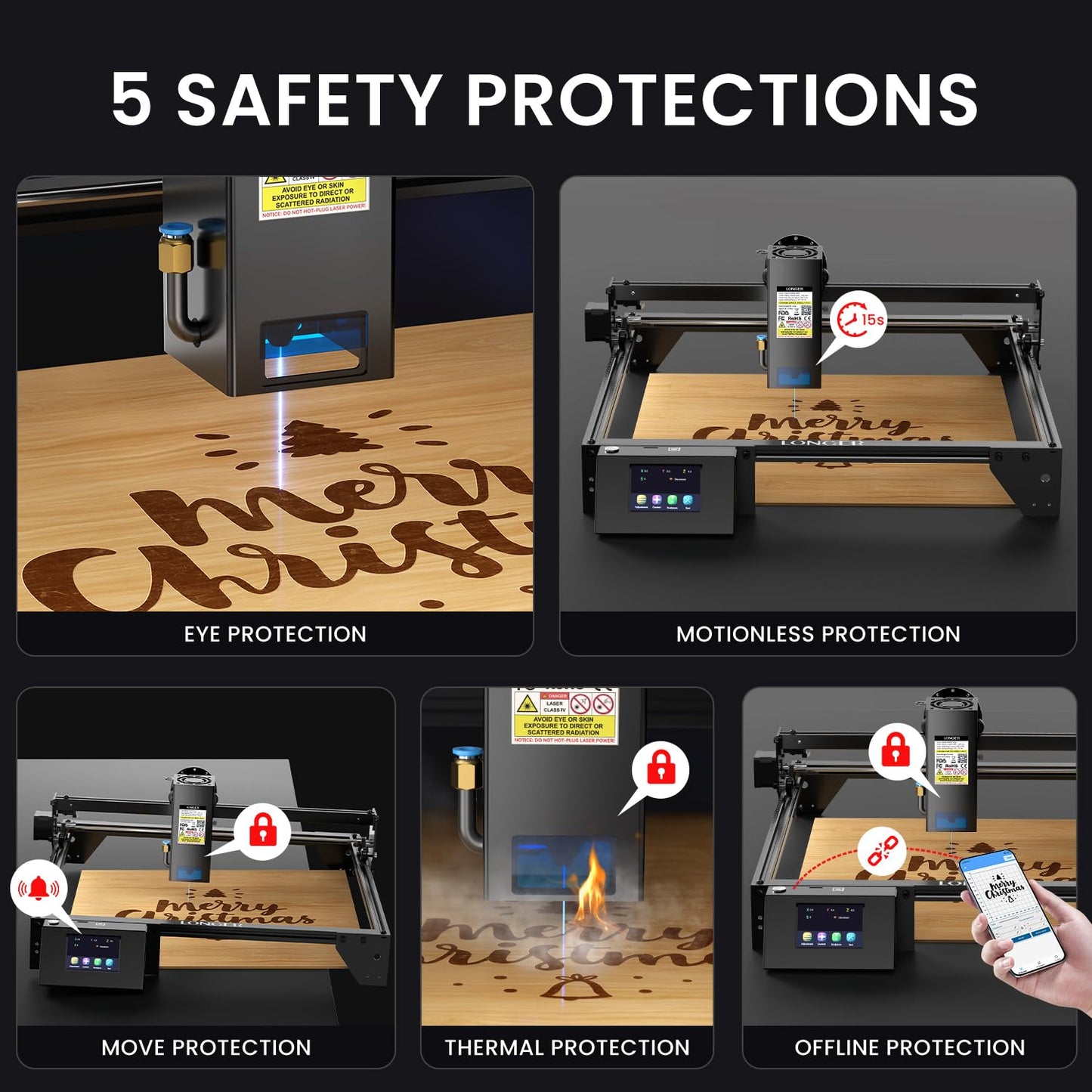 LONGER RAY5 20W Higher Accuracy Laser Engraver and Cutter, 130W Laser Engraving Cutting Machine can Cut 0.05mm Metal and Engrave Hundreds of Colors On Metal Steel 3.5"Touch Screen for DIY…