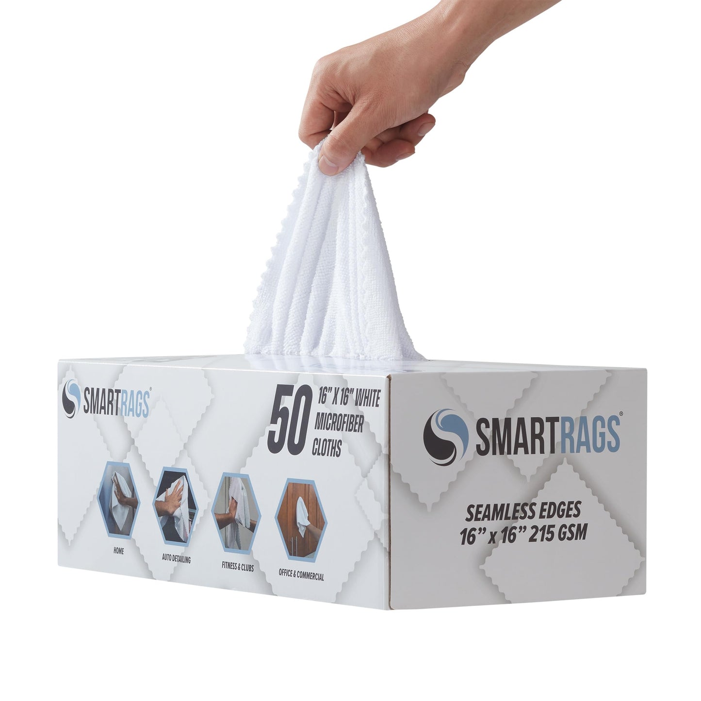 Arkwright Smart Rags in Box - (Bulk Case of 400) Lint Free, Large Microfiber Cleaning Cloth, Scratch & Streak-Free, Dispensable Wash Towels for Cars, Kitchen, and Window Glass, 16 x 16 in, White