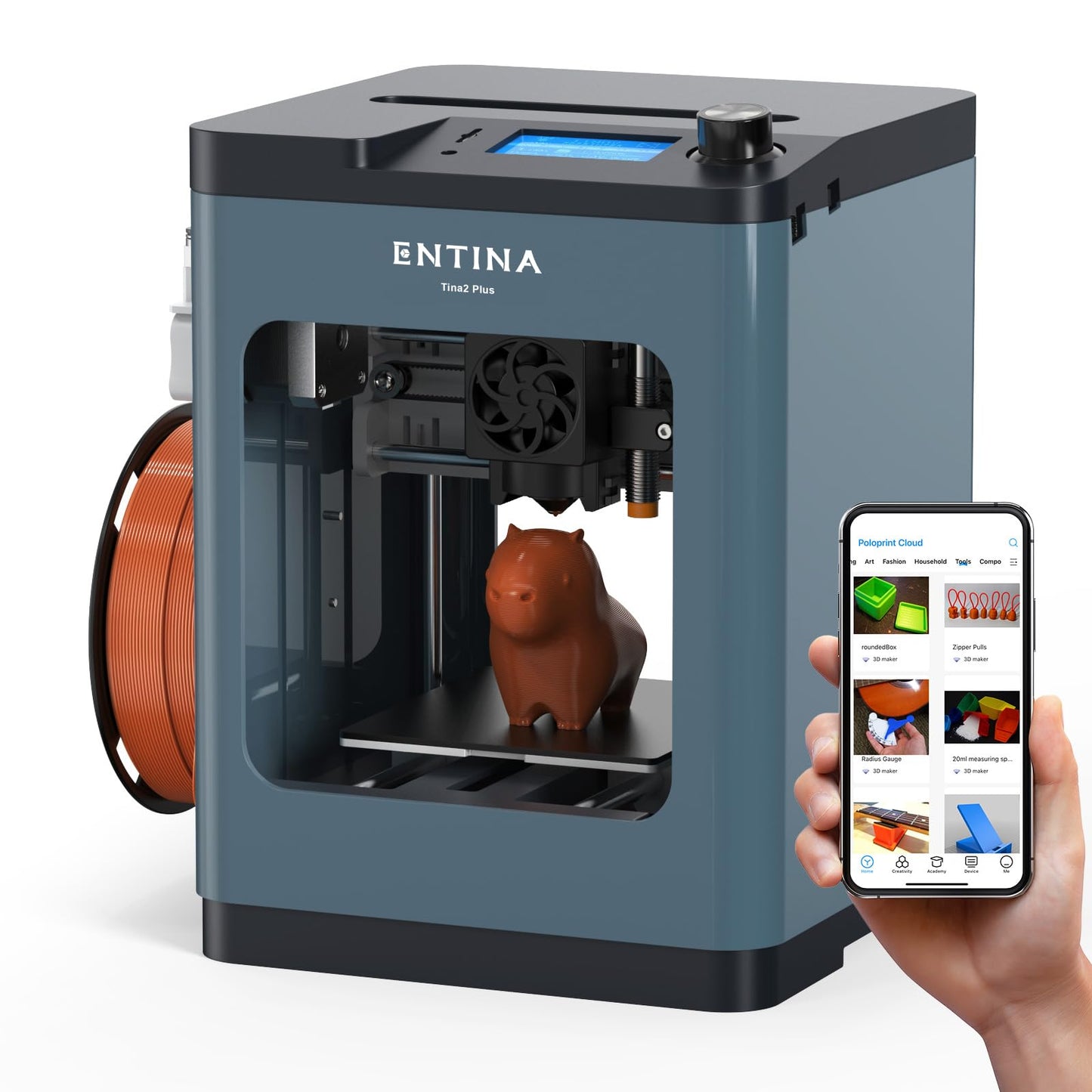 3D Printers TINA2 Plus V2, 250mm/s High Speed Auto Leveling FDM Mini 3D Printer with Spring Steel Platform, Fully Assembled 3D Printer for Kids and Beginners with WiFi High Precision 3D Printers