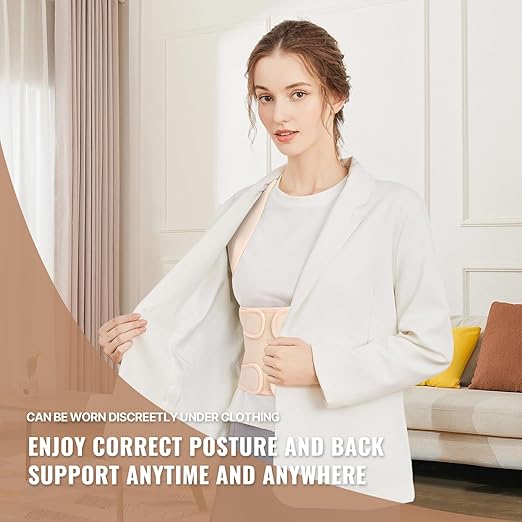 Fit Geno Back Brace Posture Corrector for Men & Women: Shoulder Straightener Adjustable Full Back Support Pain Relief - Scoliosis Hunchback Spine Corrector (Small)