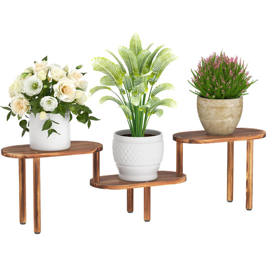 Jotboom Concave Plant Shelf Indoor,3 Tiers Deformable Oval Plant Stand,Long Flower Pot Stand for Multiple Plants,Low Plant Holder for Patio Balcony Living Room Office