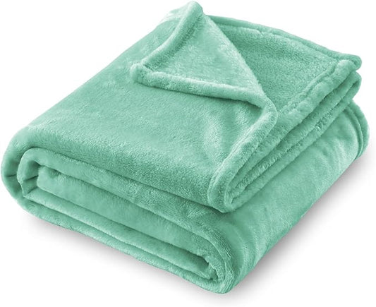 SOCHOW Flannel Fleece Blanket King Size, All Season Lightweight Super Soft Cozy Blanket for Bed or Couch, Celadon, 90" X 108"