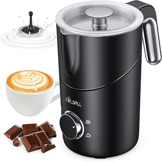 8-in-1 Milk Frother, 400ml Large Capacity & Detachable Milk Frother and Steamer, Coffee Frothers with Heating Function, Electric Automatic Hot & Cold Foam Milk Steamer, Quiet,Dishwasher Safe