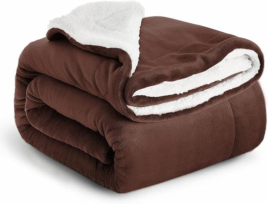 IR Imperial Rooms Sherpa Fleece Throw Blanket Twin Size for Couch - Thick and Warm Fluffy Blankets for Winter, Soft and Fuzzy Twin Blanket for Bed, Coffee, 60x80 Inches