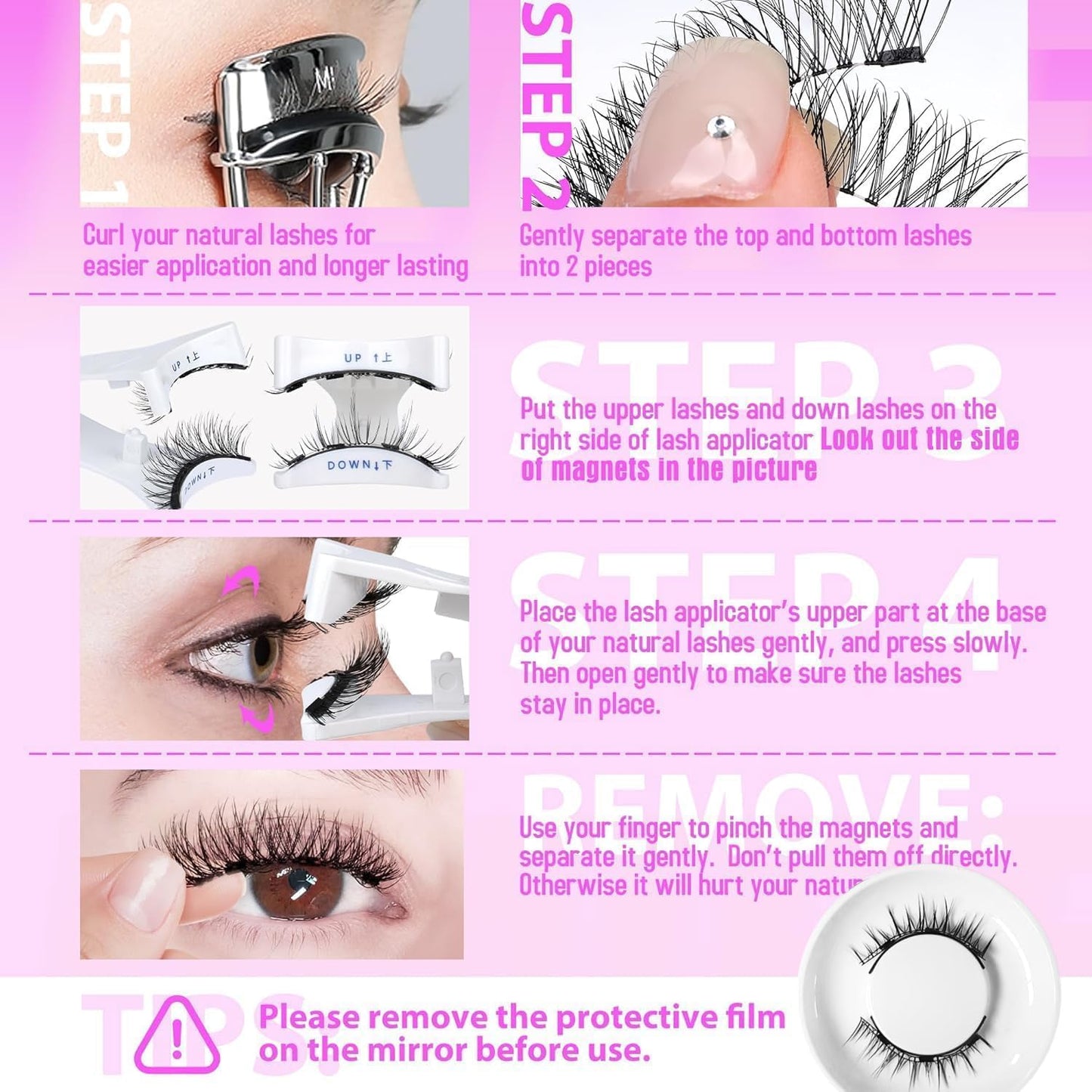 Ginani Magnetic Lashes,Magnetic Eyelashes with Applicator,2025 New Reusable Magnetic Lashes Natural Look No Glue or Liner Needed(Camellia+Iris)