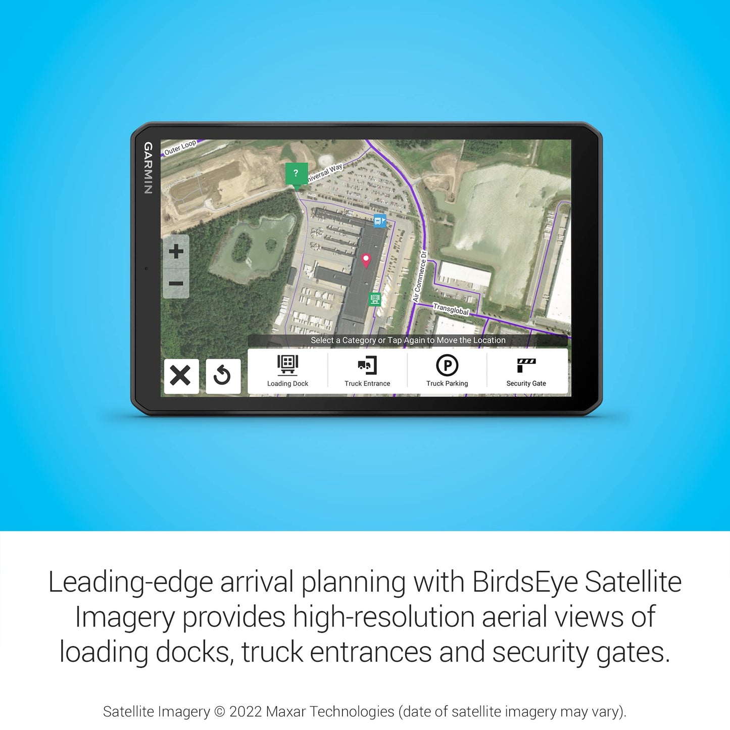 Garmin Dezl OTR810, Large 8" GPS Navigator, Custom Truck Routing, High-Res Birdseye Satellite Imagery, Truck & Trailer Services Directory, Black (Renewed)