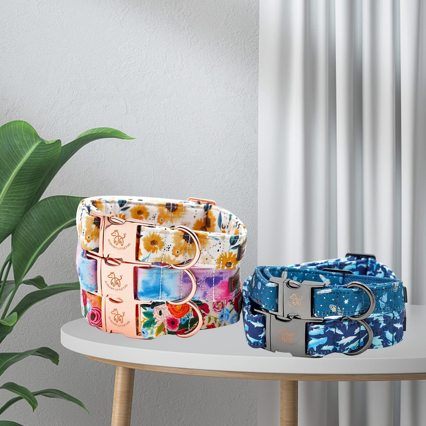 Elegant little tail Dog Collar, Sunflower Pattern Pet Collar Durable Cute Dog Collars Summer Fall Female Pet Gift Adjustable Dog Collar for Medium Dogs
