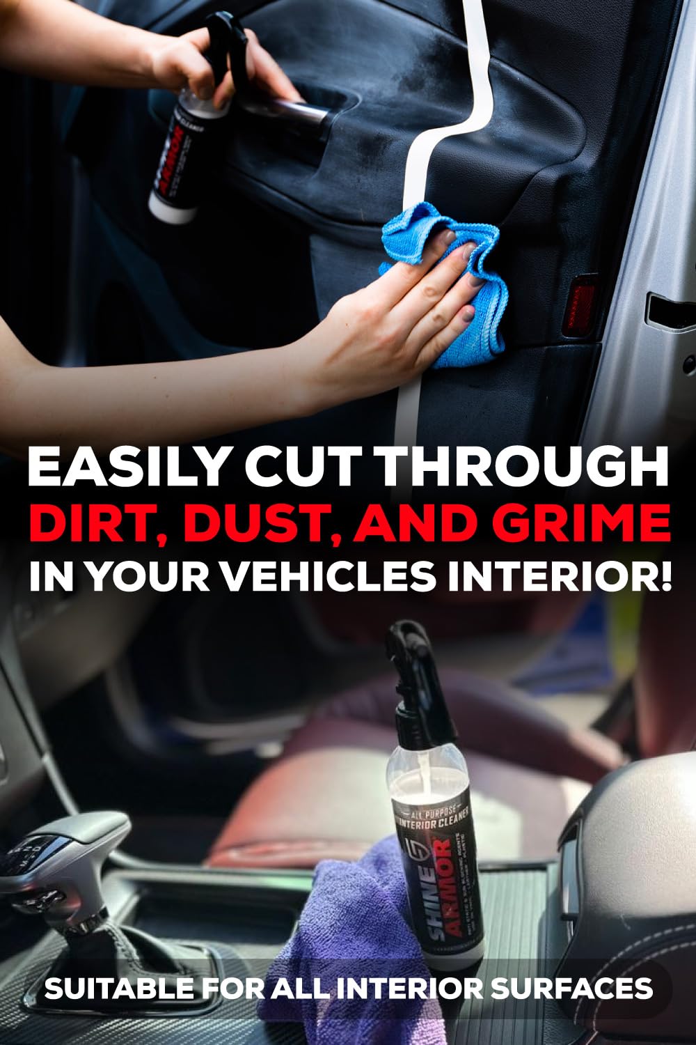 Car Interior Cleaner for Vehicle Detailing, Cleans and Protects Your Dashboard, Seats, Upholstery, Leather, Plastic, Vinyl, and More - 8 Fl Oz