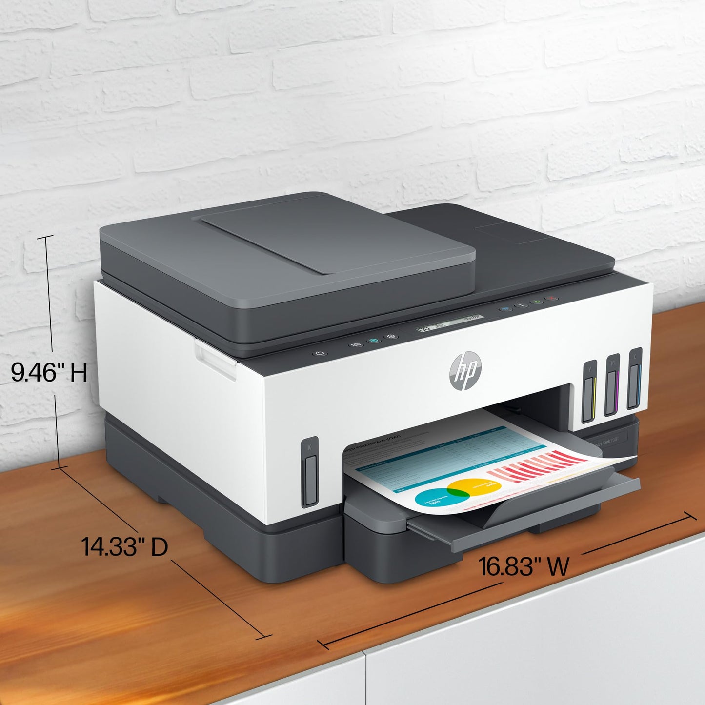 HP Smart Tank 7301 Wireless All-in-One Ink Tank Printer, Scanner, Copier with 2 years of ink included, Best-for-home office, Refillable, AI-enabled (28B70A)
