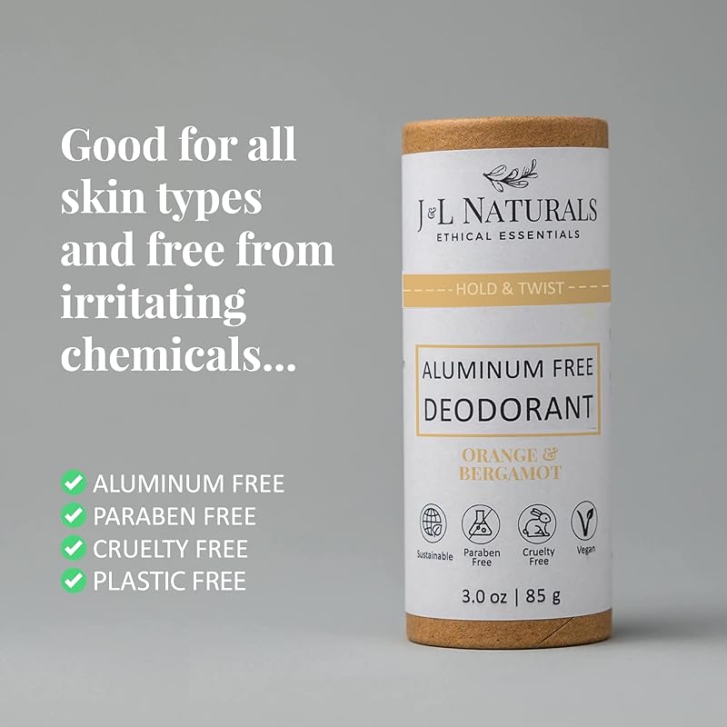 J&L Naturals Aluminum Free Deodorant for Men & Women | 100% Natural Ingredients With Coconut Oil, Shea Butter, & Essential Oils | Sustainable, Eco-Friendly (Citrus & Spicy, 3.0 Oz (Pack of 4))
