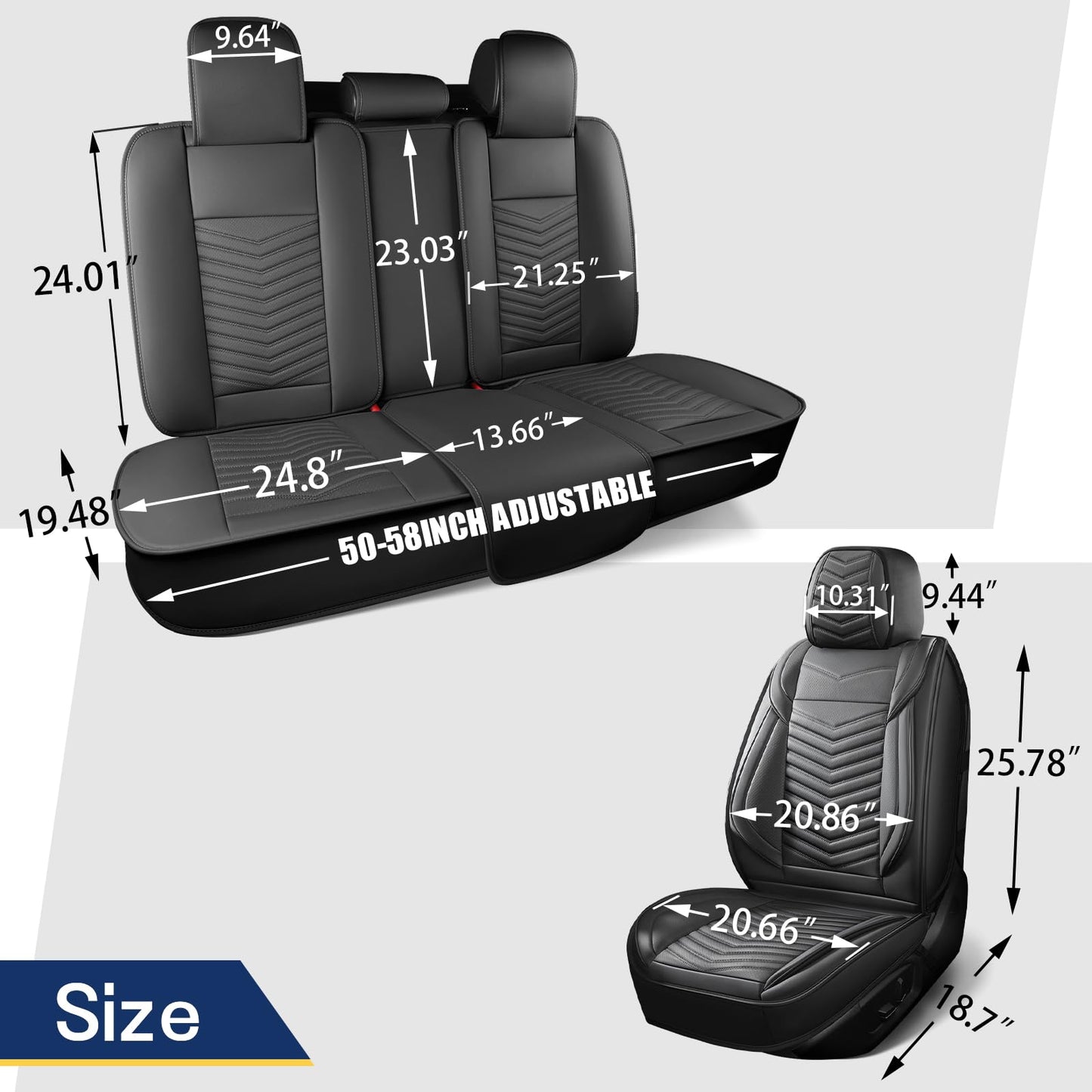 HChengkikz Car Seat Covers,Breathable and Waterproof Faux Leather Automotive Seat Covers for Cars,Anti-Slip Driver Seat Cover Universal Fit SUV Truck Pick-up Sedan(Style1,5 PCS Full Set,Black)