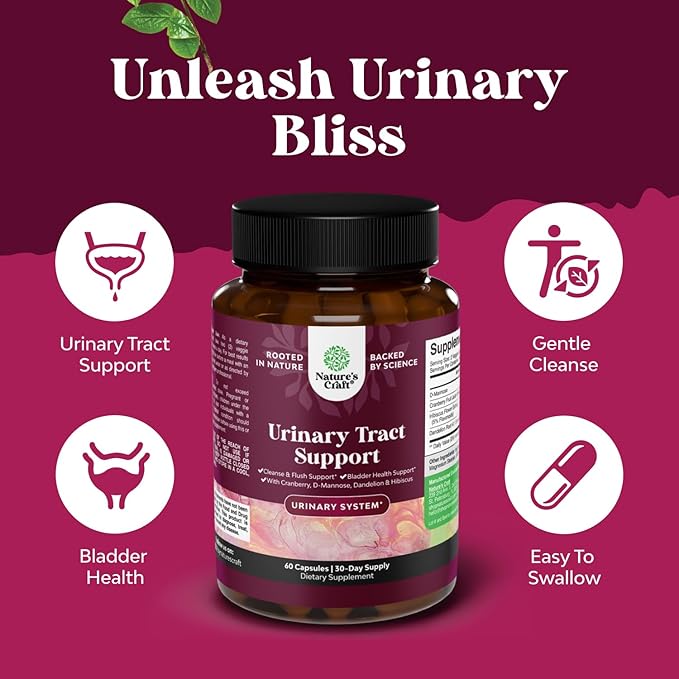 D Mannose Capsules for Urinary Tract Health - High Potency D-Mannose with Cranberry Juice Powder & Dandelion for Urinary Tract Health for Women Fast Acting Super Concentrated Cranberry - 60 Capsules