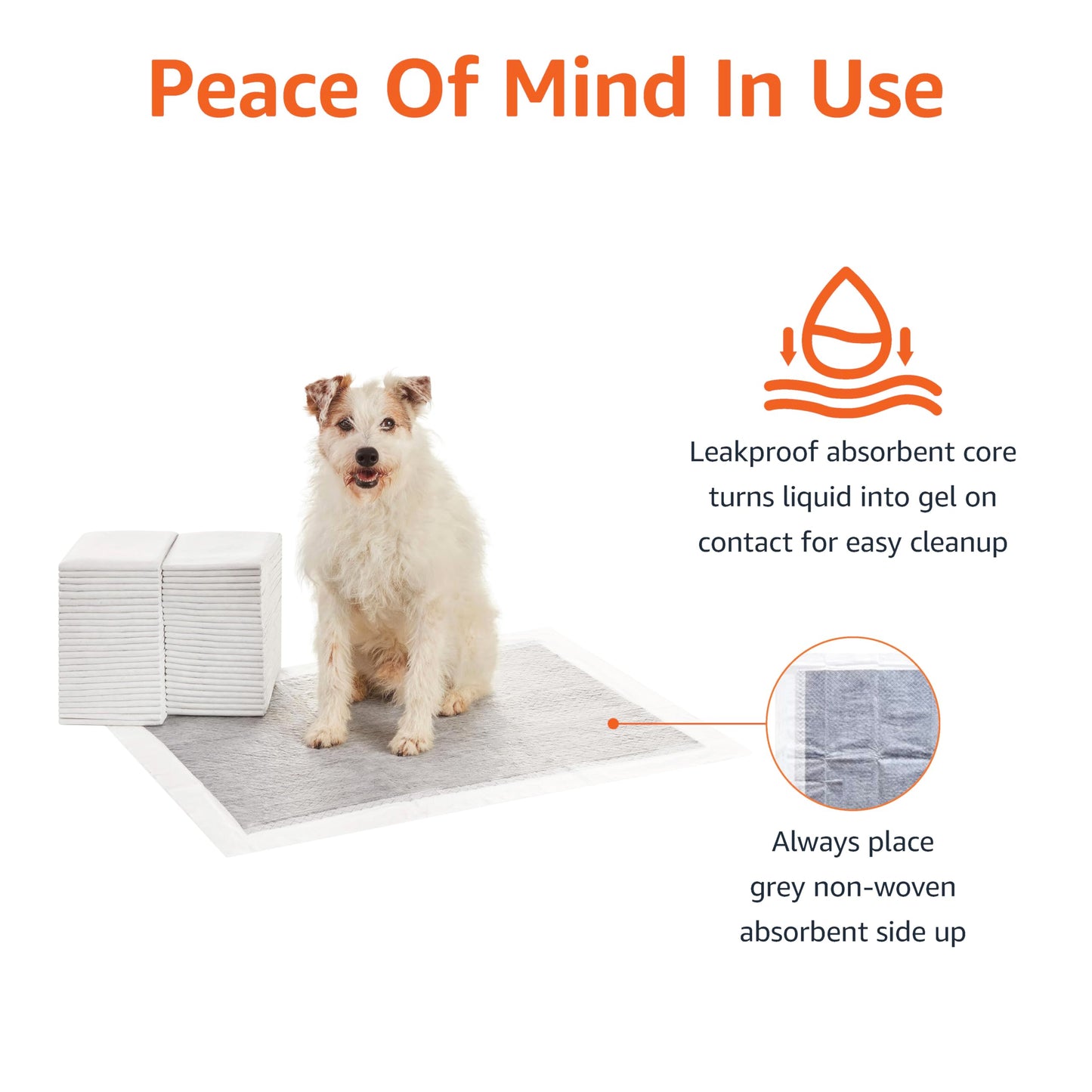 Amazon Basics Carbon Odor-Control Dog and Puppy Pee Pads, 5-Layer Leak-Proof Super Absorbent, Quick-Dry Surface, Potty Training, X-Large (28x34"), 50 Count, Gray