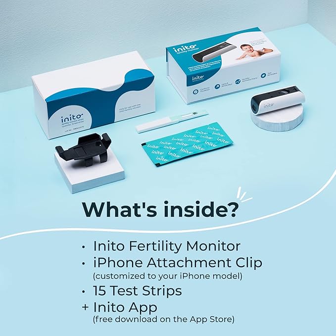 Inito Fertility Monitor & Hormone Tracker for Women | Estrogen, LH, PdG (Urine Metabolite of progesterone), FSH | Track and Confirm Ovulation | Includes 15 Test Strips (iPhone 16 Pro)