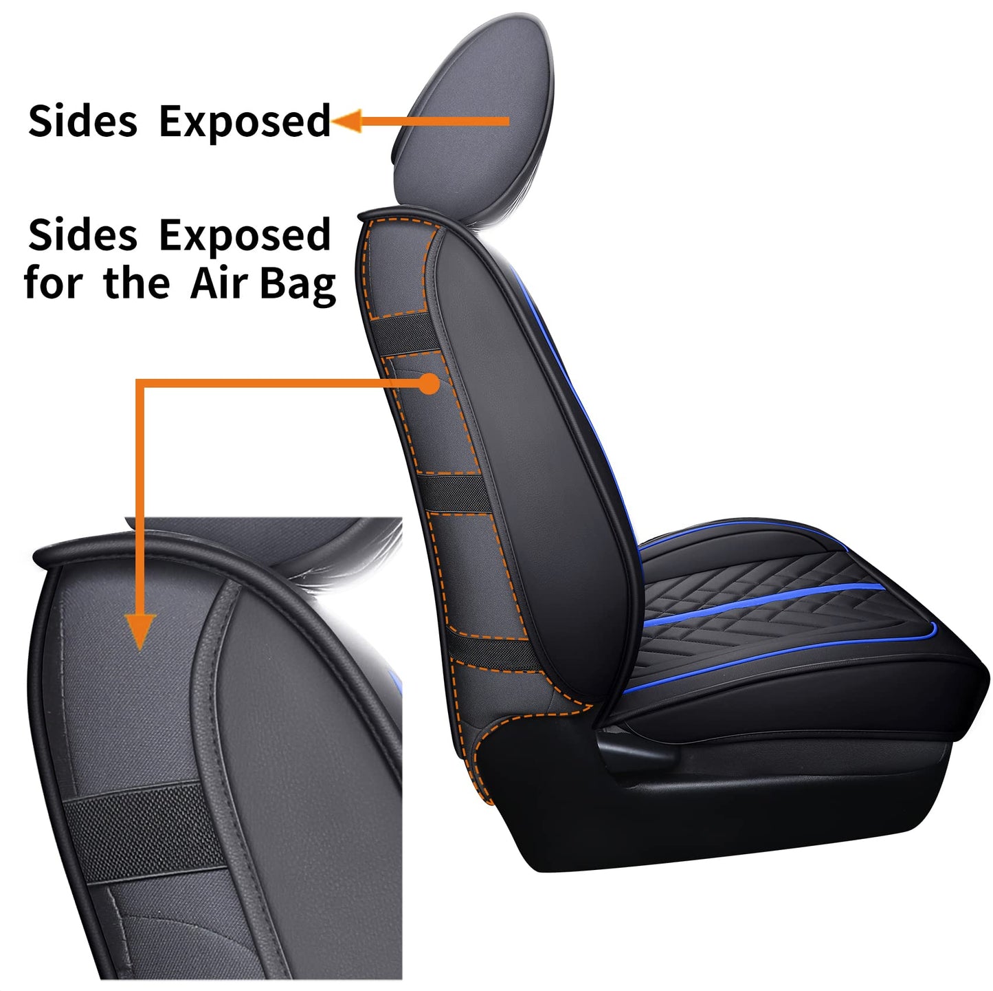 Tomatoman Toyota Tacoma Car Seat Covers Compatible with 2005-2015 2016-2023 2024 2025 Truck Access Crew Double Cab TRD Sport Offroad SR5 V6 Limited(Full Set/Black-Blue)