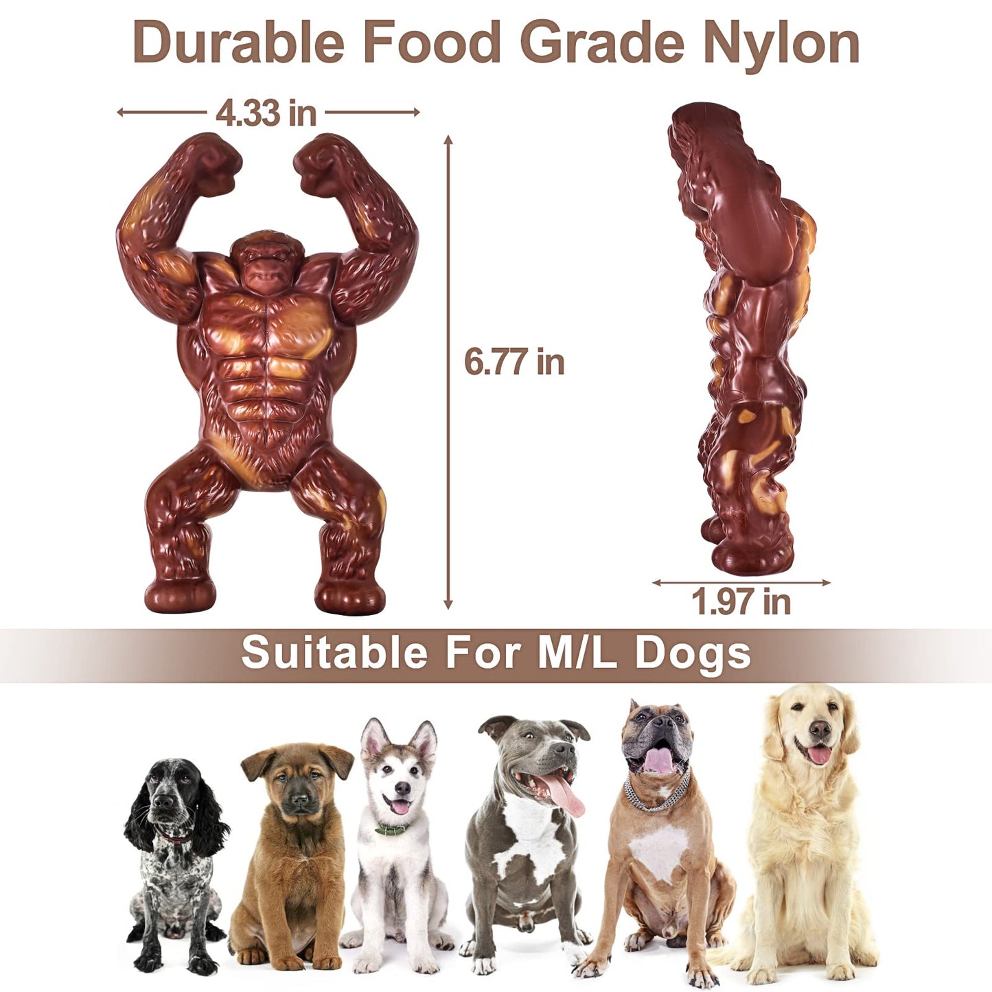 PETSTA Indestructible Dog Toys for Aggressive Chewers, Extreme Tough Toys for Large Dogs, Real Beef Flavored, Dog Bone for Medium/Large Dogs Breed, Gifts for Dogs