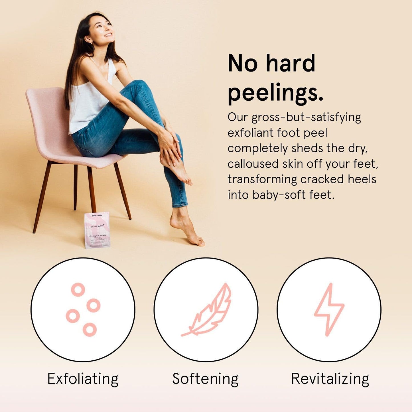 grace & stella Award-Winning Foot Peel Mask - Foot Peeling Mask with Aloe Vera - Moisturizing Foot Mask for Dry Cracked Feet - Foot Exfoliator for Baby Soft Feet (4 Pairs, Lavender)