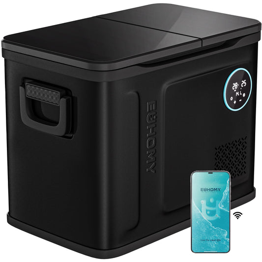 EUHOMY 12 Volt Refrigerator, 48QT Dual Zone Electric Cooler APP Control, Car Refrigerator with 12/24V DC 110-240V AC, Car Fridge -4℉~68℉, Portable Freezer Aluminum Interior for Camping,Trip,Home,Truck