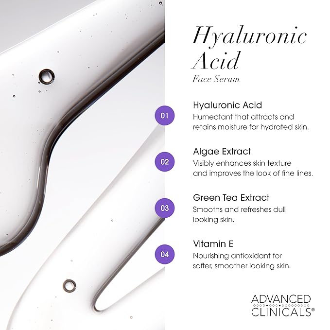 Advanced Clinicals Retinol Serum For Face + Hyaluronic Acid Moisturizer + Vitamin C Serum 3PC Skincare Set For Women & Men | Anti Aging Serums For Brightening, Firming, & Hydrating | 1.75 Fl Oz, 3pc