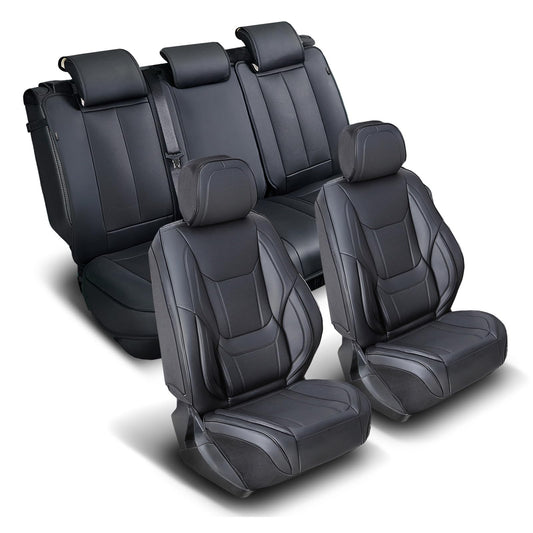 Coverland Custom Car Seat Covers Compatible with 2021-2025 Kia Sportage - Premium Leather Non-Slip Memory Foam Waterproof Seat Cover Custom fit Interior Protector [Full Set Seat-Black]