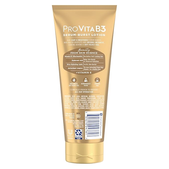 Vaseline Pro VitaB3 Serum Burst Lotion Luminous Glow Healthy, Glowing Skin, Lightweight 10x Antioxidant Power of Vitamin C with Vitamin B3, Hyaluronic Acid & Vitamin E, 7.5 Fl Oz