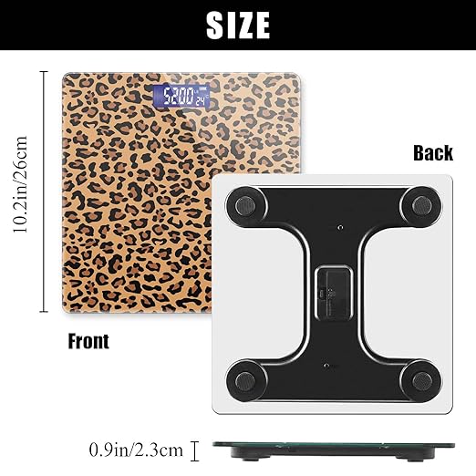Weight Scale Digital Bathroom Scale Scale for Body Weight 400 lbs Personalized Digital Scale with Backlit Display Easy Read(Battery Not Included) - Leopard Print