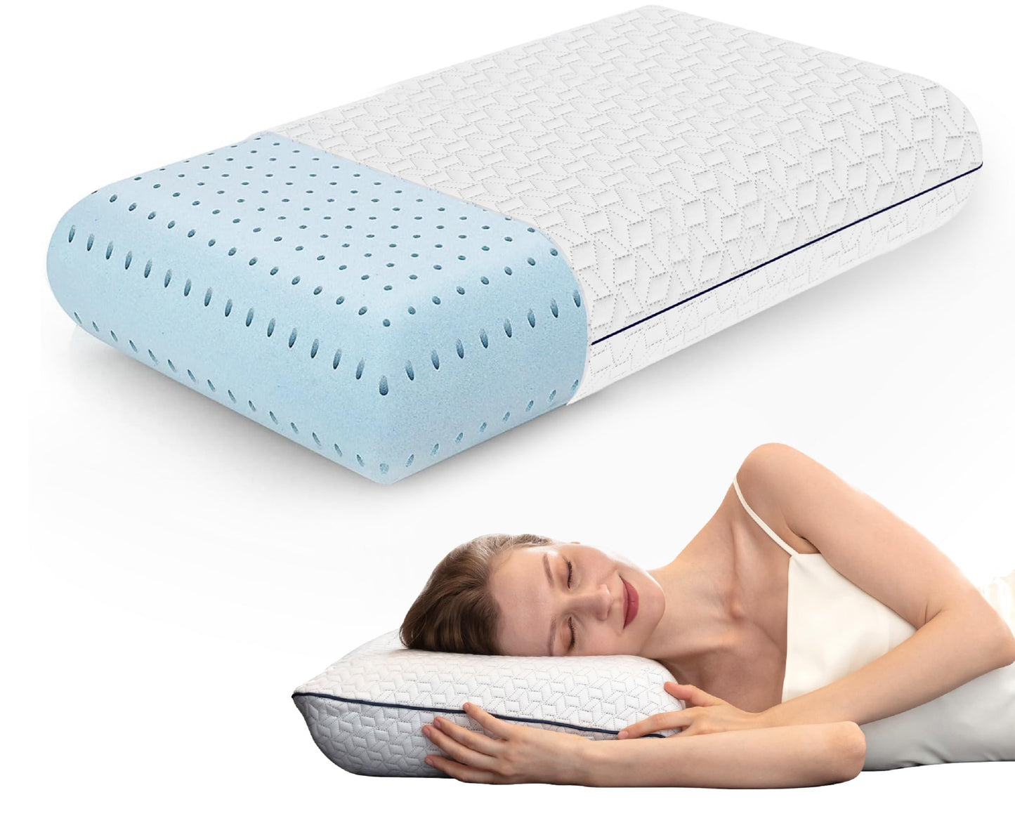 Vaverto Small Memory Foam Bed Pillow for Camping - Compressible Medium Firm, Breathable Cover, Machine Washable, Ideal Backpacking