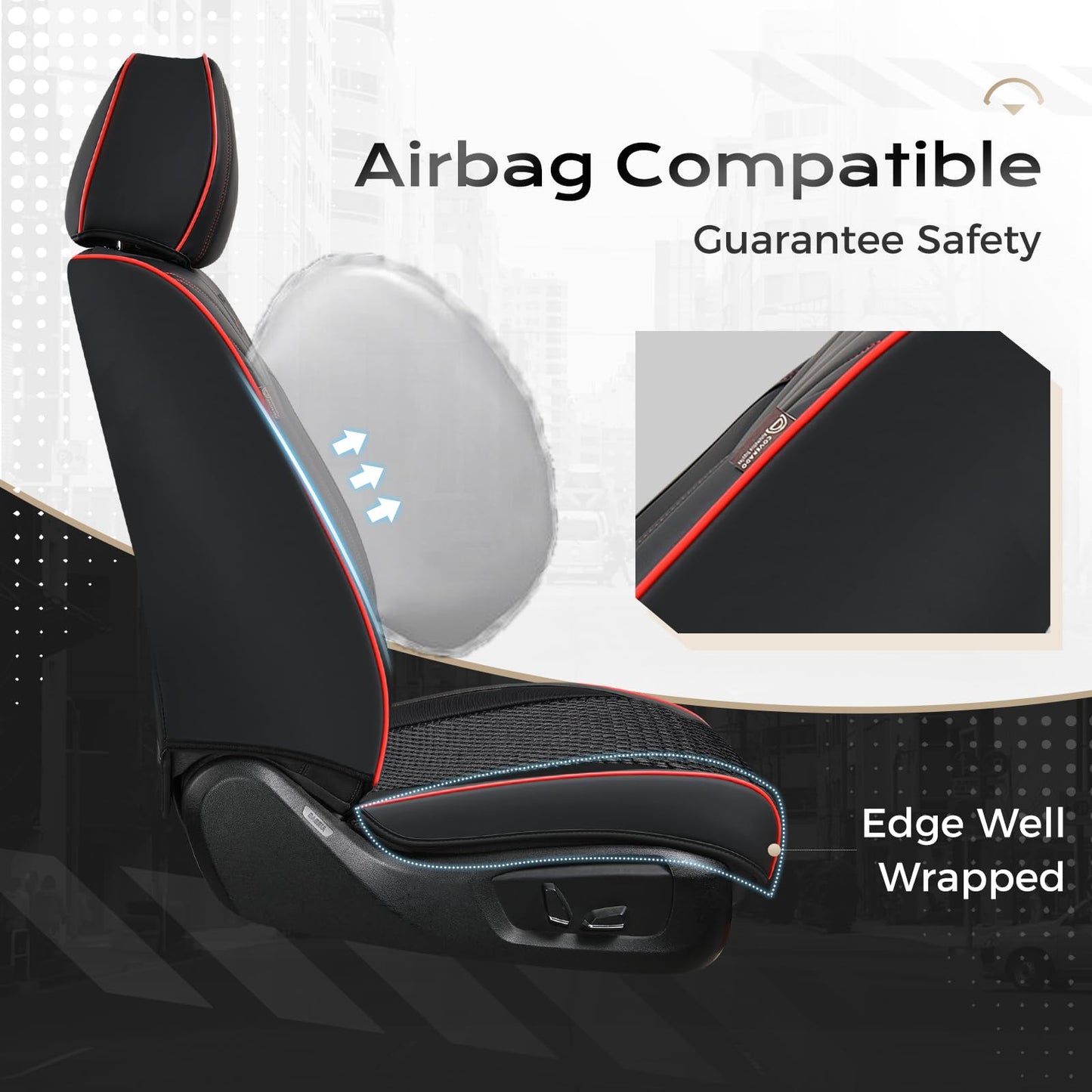 Coverado Car Seat Covers Full Set, Nappa Leather Black Seat Covers for Cars, Waterproof Car Seat Protector, Front and Back Seats Universal Fit for Most Vehicles
