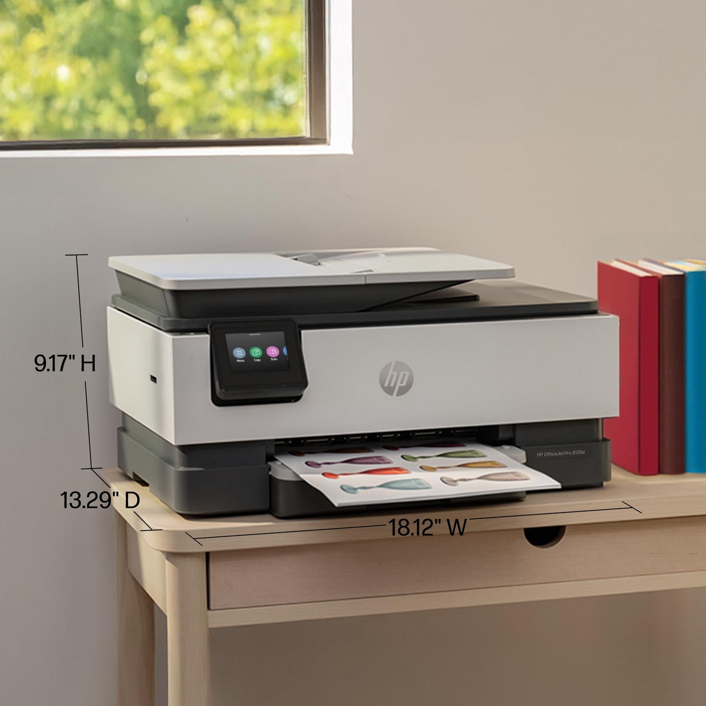 HP OfficeJet Pro 8135e Wireless All-in-One Color Inkjet Printer, Print, scan, copy, fax, ADF, Duplex printing Best-for-home office, 3 month Instant Ink trial included, AI-enabled (40Q35A)