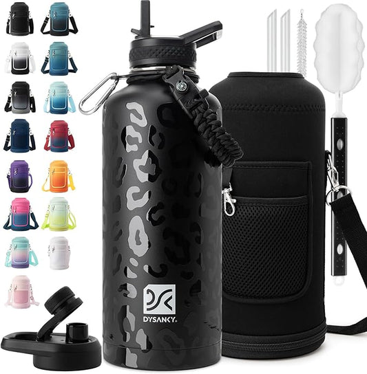 DYSANKY Insulated Water Bottle | Thickened Stainless Steel for Gym and Hiking with Straw, Carrier Bag, Handle Strap | BPA-Free 87 oz