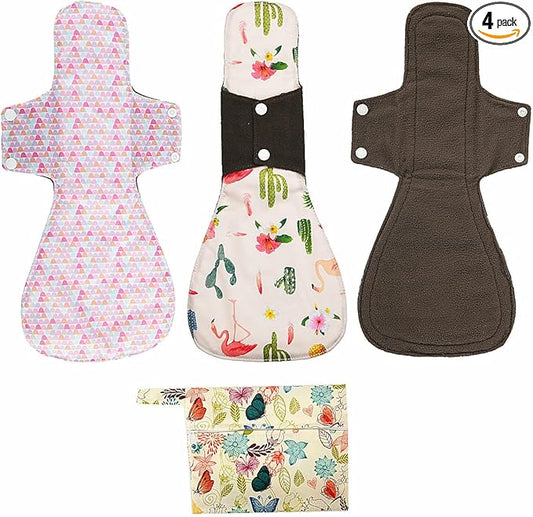 Washable Cloth Menstrual Pads/Mama Cloth/Reusable Sanitary Pads (Bloom, 16 inch/Overnight)