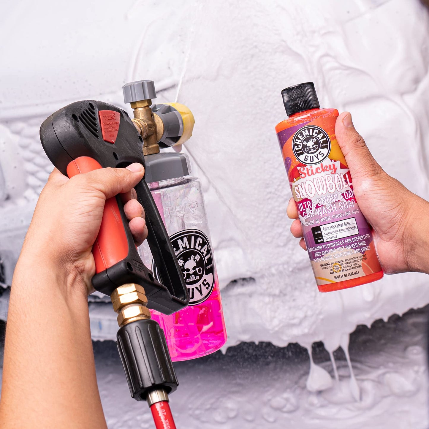 Chemical Guys CWS21516 Sticky Snowball Ultra Snow Foam Car Wash Soap (Works with Foam Cannons, Foam Guns or Bucket Washes) Safe for Cars, Trucks, Motorcycles, RVs & More 16 fl oz, Cherry Scent