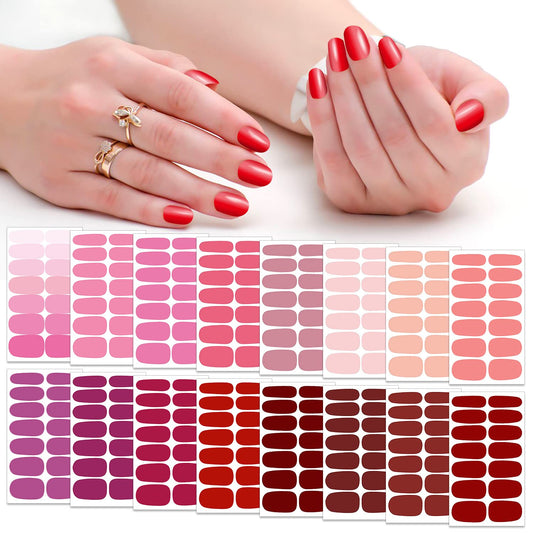 SILPECWEE 16 Sheets Nail Polish Stickers Full Nail Wraps Stick on Nail Polish Strips Self Adhesive Gel Nail Strips Fingernails Sticker Nails for Women with 1pc Nail File (Stylish Style)